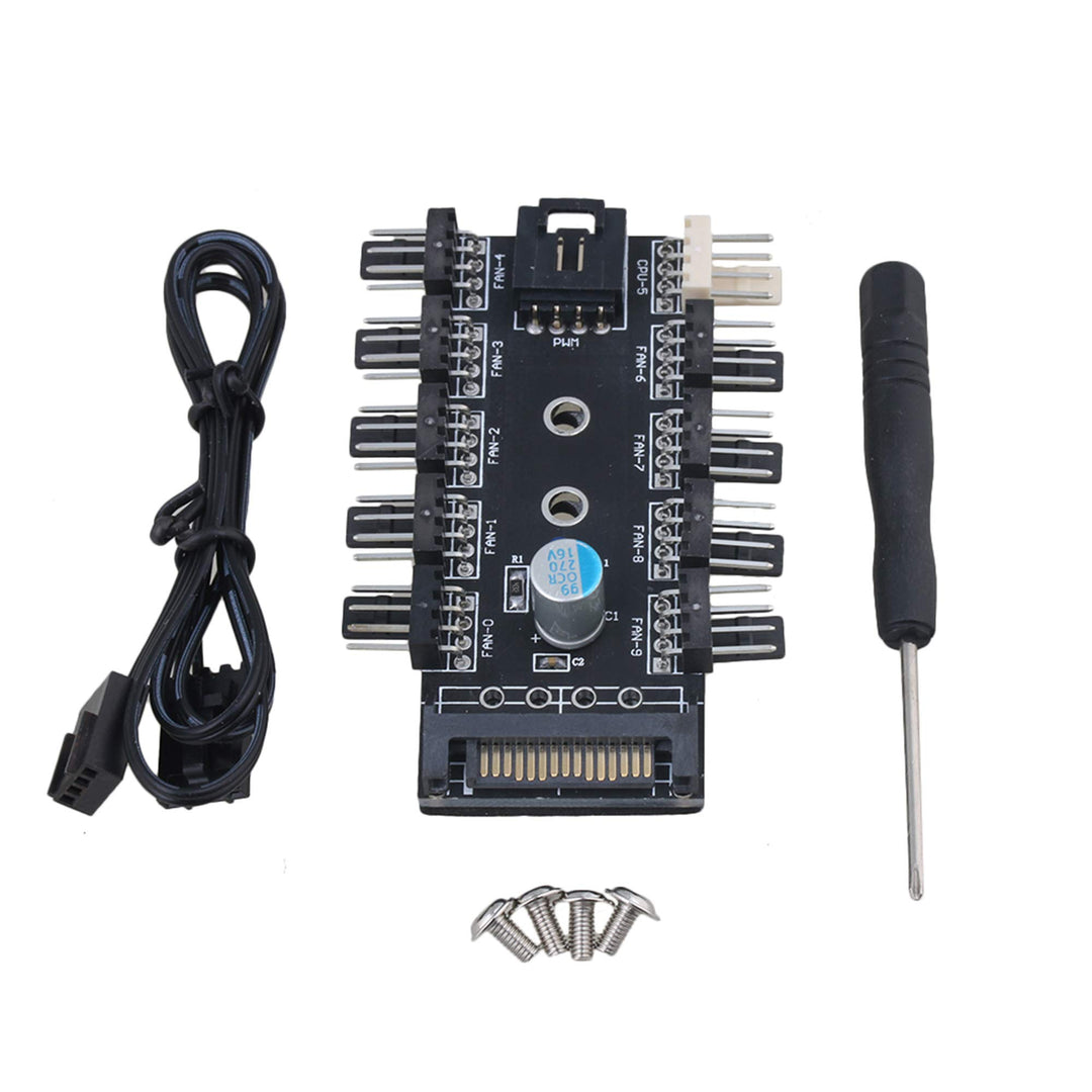 Lüftersteuerung 12 V von BQLZR Hub, SATA Eingang 10 Port mit PWM-Kabel für Motherboard 3-polig/4-pol