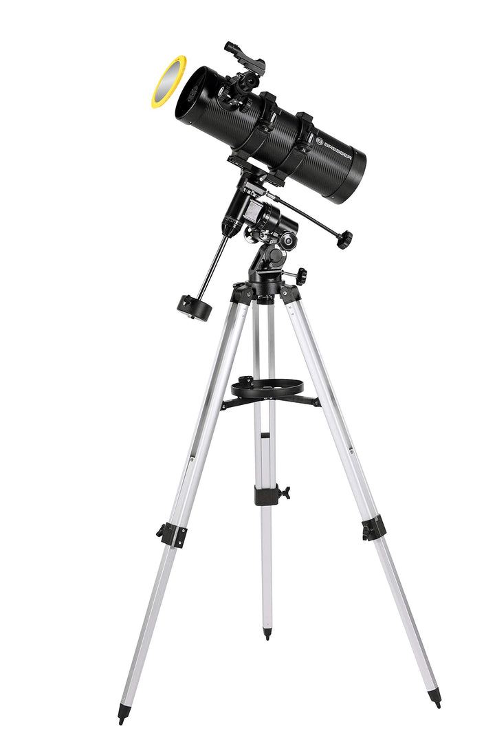 Bresser Spiegelteleskop Pluto EQ 114/500 für Jung und Alt mit Smartphone Kamera Adapter inklusive St