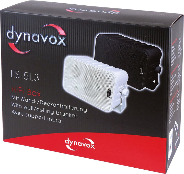 Dynavox 3-Wege Mini-Box mit Halterung für Wandmontage, Paar, Kleiner Surround-Lautsprecher für Heimk