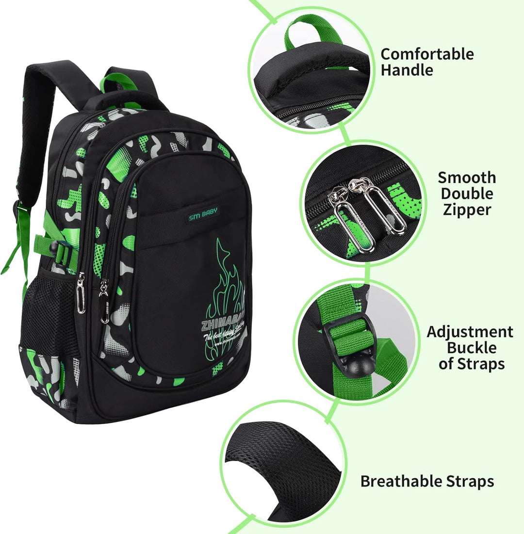 Amythe Kinderrucksack Schulrucksack Jungen Teenager, Lässiger Daypack Schule Leichter aus Nylon, 15-