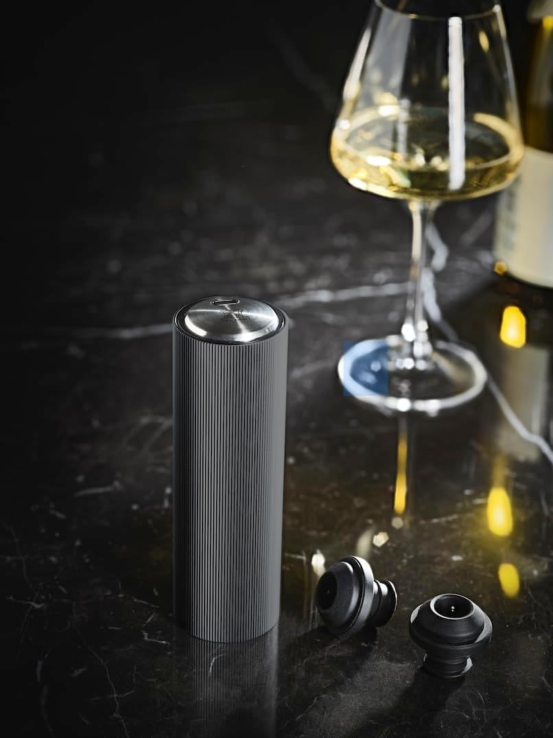 Elektrische Vakuumpumpe für Wein, 14 cm, Aluminium, 100% automatisch Karbonfarben Elektrische, Karbo