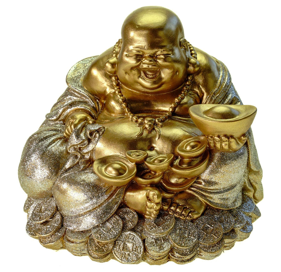 Kremers Schatzkiste grosse Spardose Glücksbuddha 18 cm Deko Sparschwein Figur Happy Buddha