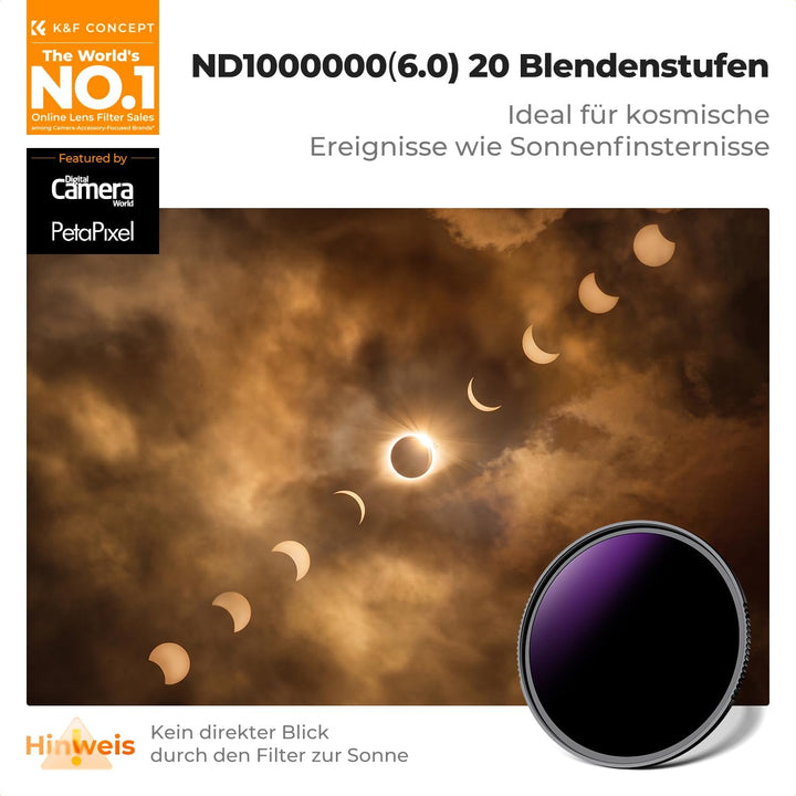 K&amp;F Concept Nano-X Serie 95mm ND1000000 Filter Fester ND Filter Graufilter für Himmelsereignisfotogr