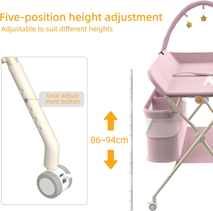 Kedia Baby Wickeltisch, Multifunktions-Wickelkommode, Babypflegetisch, Mobiler Wickeltisch mit Ablag