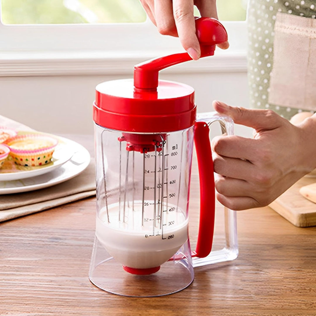 Teigspender Teigportionierer, 900ml Handheld Teigdosierer, Pfannkuchenteigspender Mit Rührfunktion,