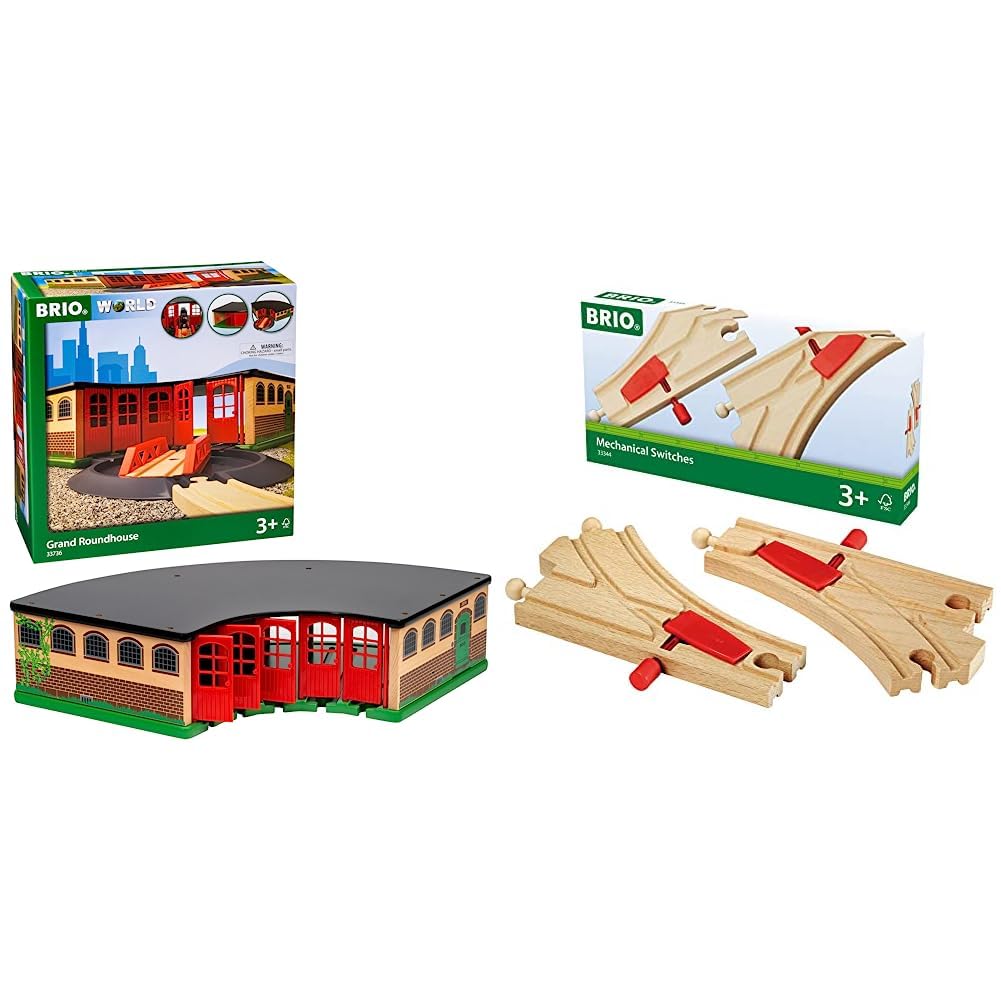BRIO Eisenbahn Grosser Ringlokschuppen Mit Drehscheibe, Brio World Eisenbahn Zubehör, Holzeisenbahn