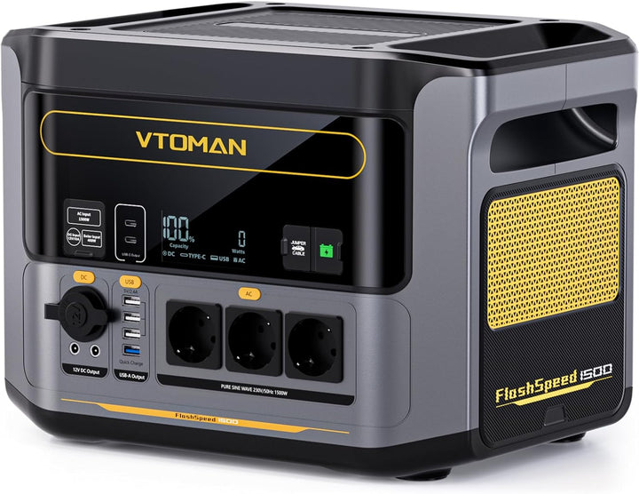 VTOMAN FlashSpeed 1500 Tragbare Powerstation 1548Wh - LiFePO4 Batterie Betriebener Solar Generator m