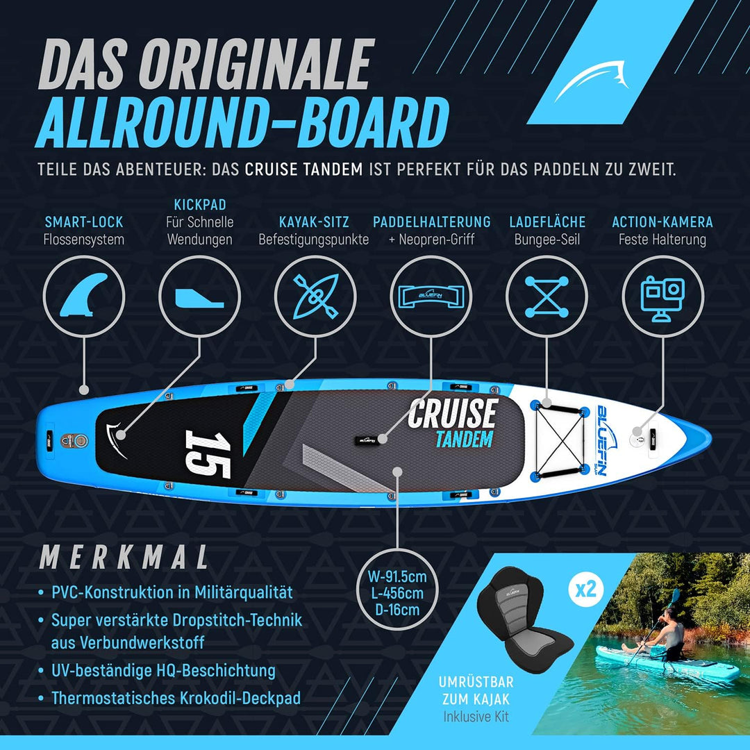Bluefin Cruise Premium Stand Up Paddle Set | Aufblasbares Paddleboard für Erwachsene | SUP Paket mit