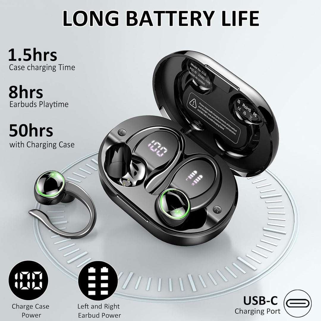2026 Bluetooth Kopfhörer Sport, Kopfhörer Kabellos Bluetooth 5.4 Hi-Fi Stereo, 50 Std In Ear Kopfhör