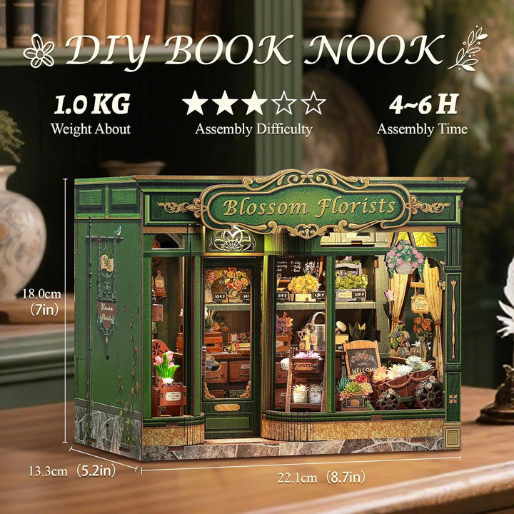 CUTEBEE Book Nook Kit - DIY Holz Miniature House Blumenladen-Stil, Miniatur Haus Selber Bauen Puppen