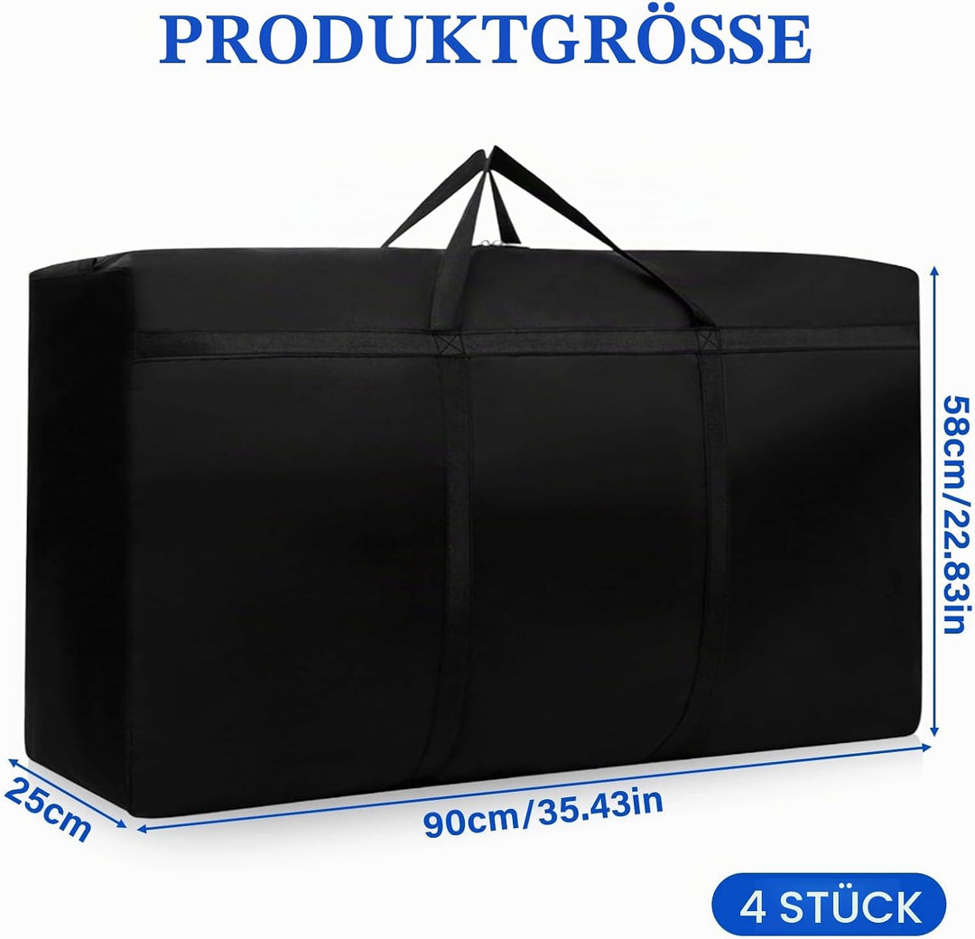 4 Stück 120L Extra Grosse Aufbewahrungstasche, 210D Oxford Heavy Duty Tragetasche mit Verstärkten Gr