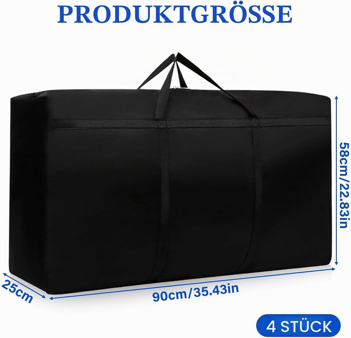 4 Stück 120L Extra Grosse Aufbewahrungstasche, 210D Oxford Heavy Duty Tragetasche mit Verstärkten Gr