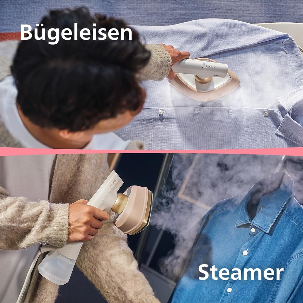 Philips OneTurn, 2-in-1 Bügeleisen & Steamer mit drehbarem Kopf, Einfach losbügeln – kein Brett, 45
