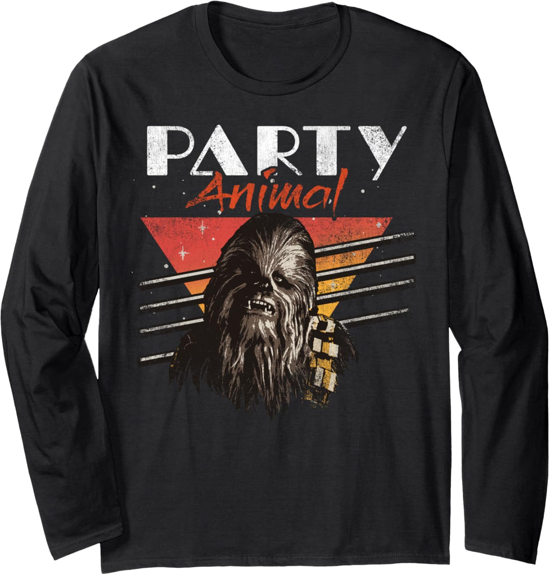 Star Wars Chewbacca Party Animal Retro Portrait Langarmshirt