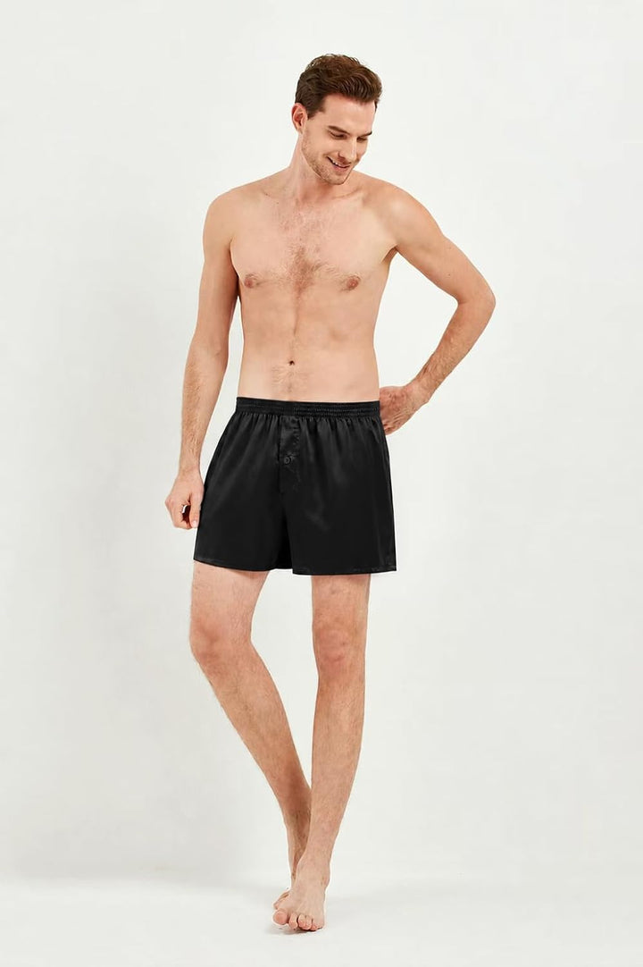 JupiterSecret Herren Satin Boxershorts Pack Unterwäsche, Silk Feeling Schlafshorts mit elastischem B