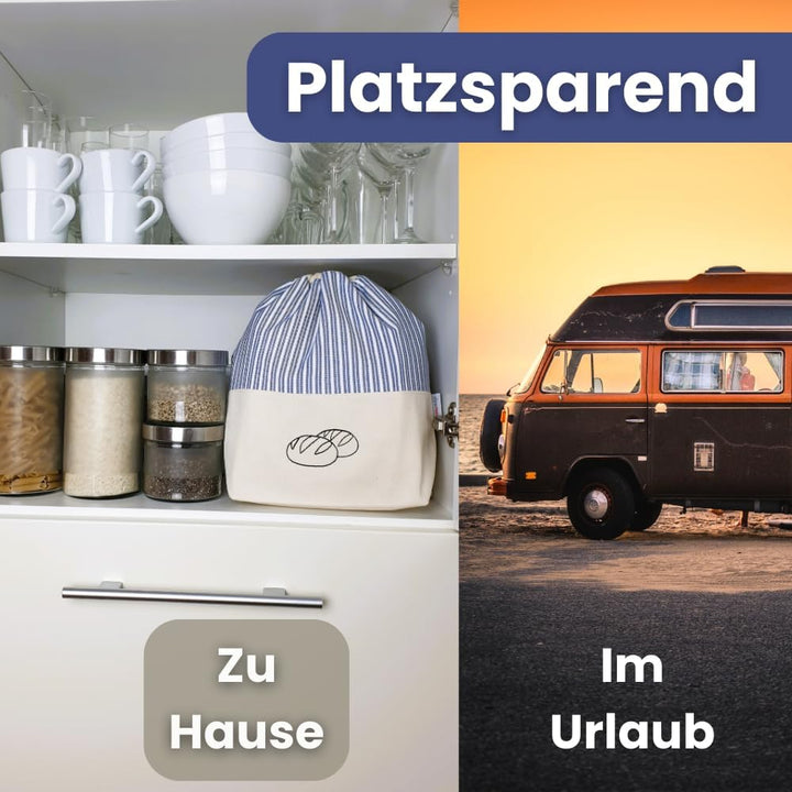 slowroom Brotbeutel zur Brotaufbewahrung und Frischhalten 3 in 1 - Brotkorb Stoff - Brottasche aus B