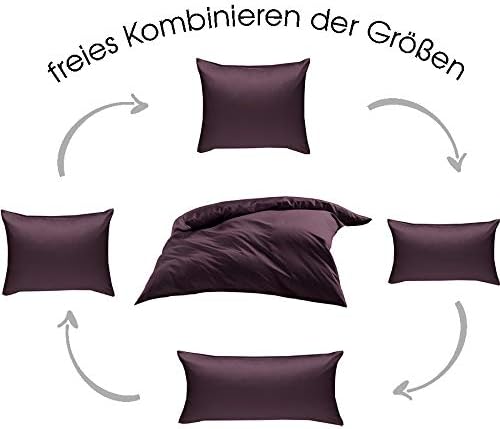 Mako-Satin Baumwollsatin Bettwäsche Uni einfarbig zum Kombinieren (Bettbezug 200 cm x 220 cm, Brombe