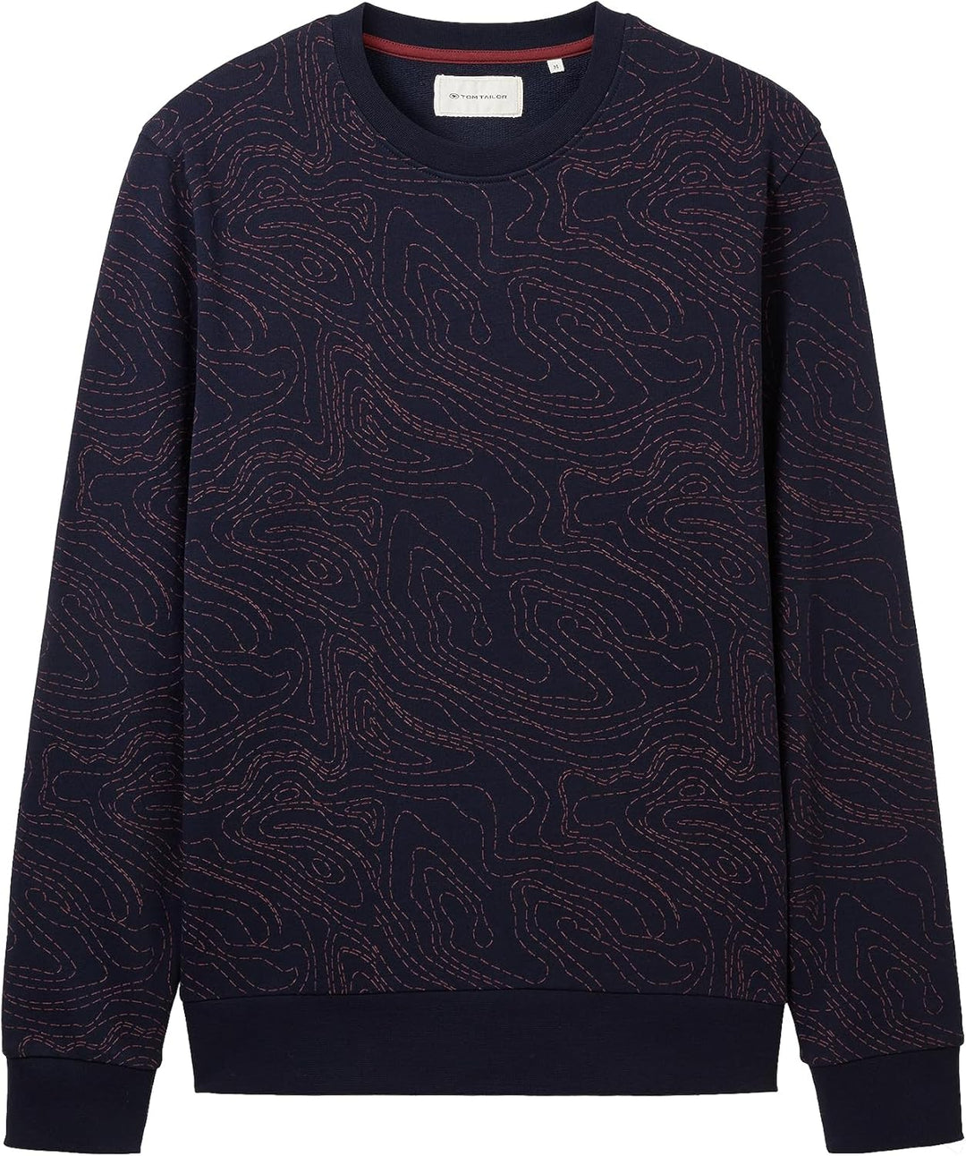TOM TAILOR Herren Basic Sweatshirt mit Allover-Print M 32455 - Sky Captain Blue Line Design, M 32455