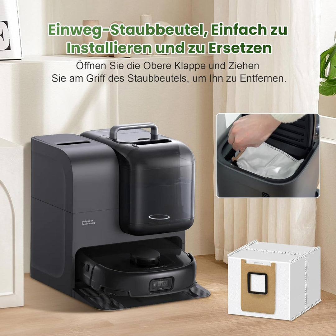 10 Stück Staubbeutel für eufy Omni E25 HydroJet / E28 HydroJet Saugroboter, Grosse Kapazität Vliesst