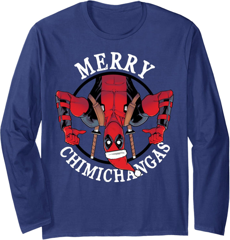 Marvel Deadpool Weihnachten Merry Chimichangas Langarmshirt