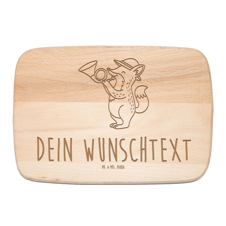 Mr. & Mrs. Panda Holzbrett personalisiert Fuchs Jagdhorn - Personalisierte Geschenke, Horn, Mit Grav