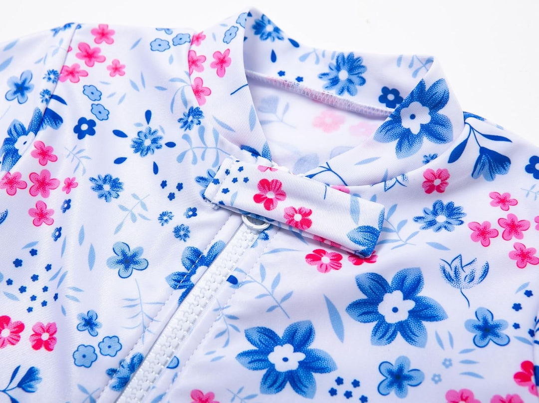 BONVERANO Baby Mädchen Recycelter Badeanzug mit einem durchgehendem Reissverschluss UV-Schutz 50+ 18