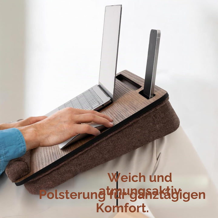 Vigo Wood Laptoptisch - Laptop Unterlage Ständer bis zu 17,3 Zoll - Kissen Tablett für Bequeme Arbei