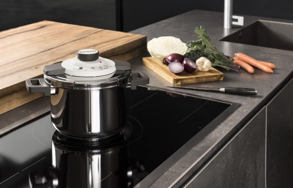 Barazzoni Facile Schnellkochtopf Easy Dual System einfach, Fassungsvermögen 4,5 l, Ø 22 cm, Edelstah