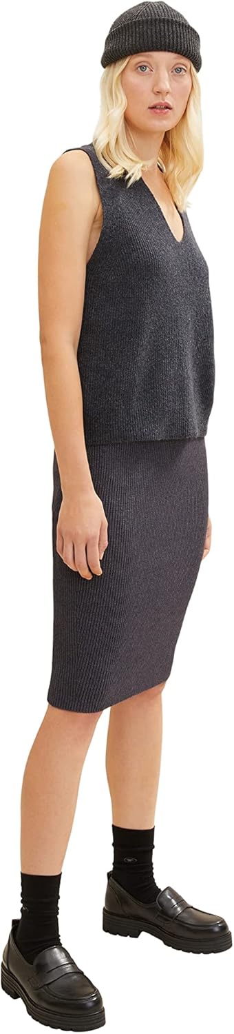 TOM TAILOR Damen Rock in Rippstruktur 36 30281 - Evident Anthracite Melange, 36 30281 - Evident Anth