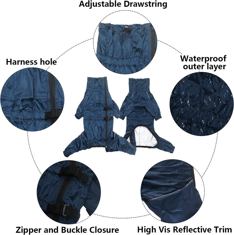 MOREZI Hunderegenmantel, hoher Kragen wasserdicht, Regenmantel-Set mit Reflexstreifen und Reissversc