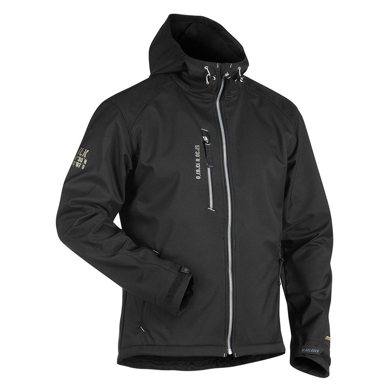 Blakläder Softshell-Jacke mit Kapuze, 1 Stück, XS, schwarz/silber, 494925179992XS XS Schwarz / Silbe