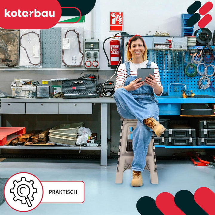 KOTARBAU® Tritthocker klappbar - 55 cm - Klappstuhl - Sitzhocker - Klapphocker - rutschfest & Stands