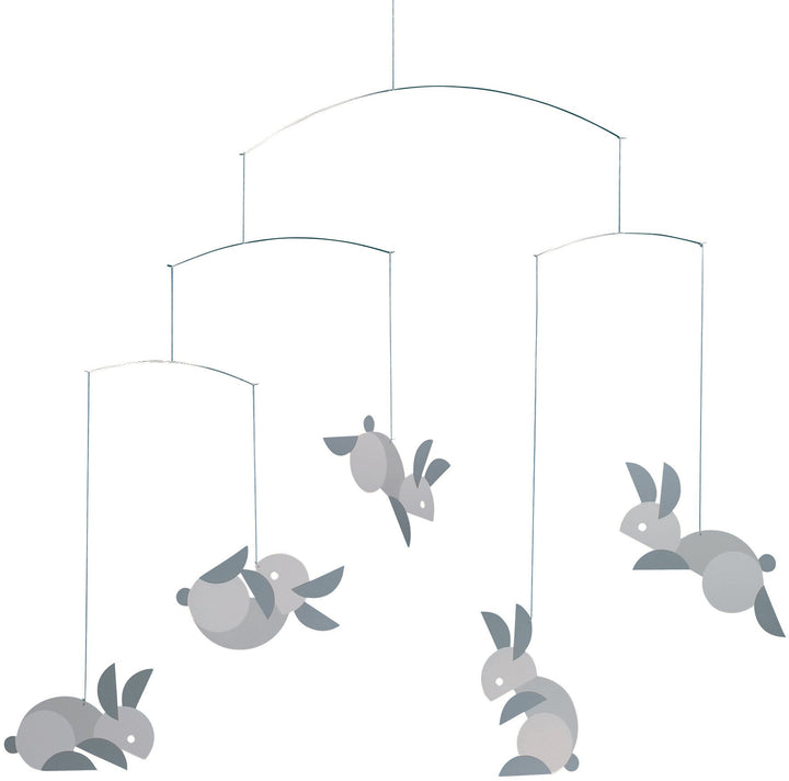 Flensted f140 Circular Bunnies Mobile, Stahl, grau/weiss, 50x54cm