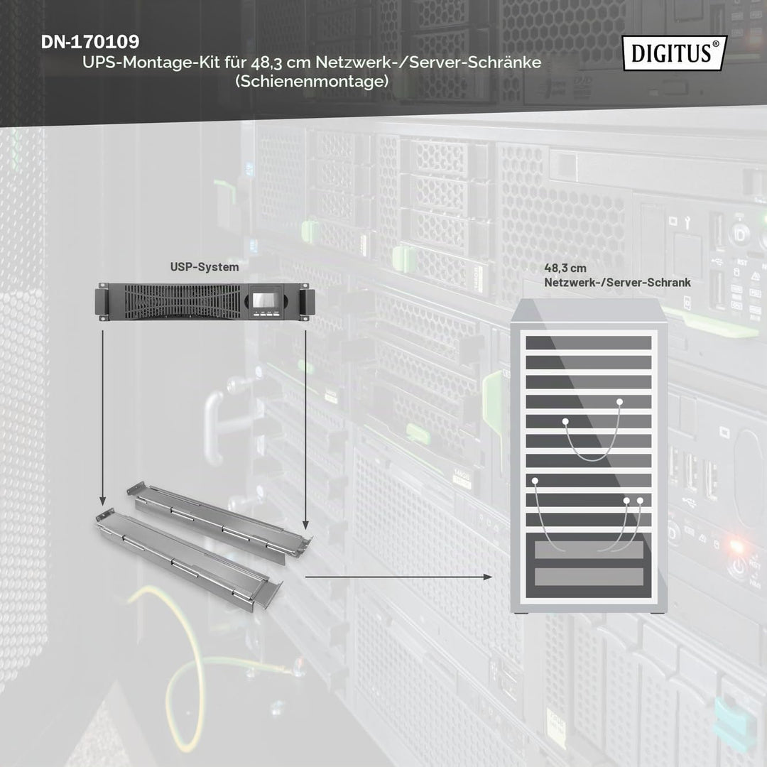 DIGITUS USV-Montage-Kit für 19" Netzwerk/Serverschränke (Profilschiene)