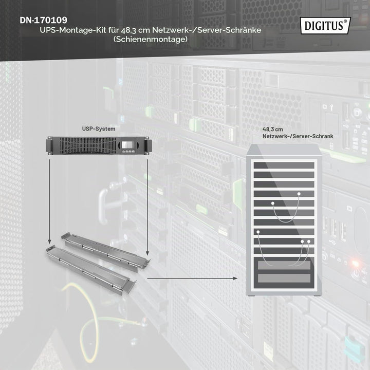 DIGITUS USV-Montage-Kit für 19" Netzwerk/Serverschränke (Profilschiene)