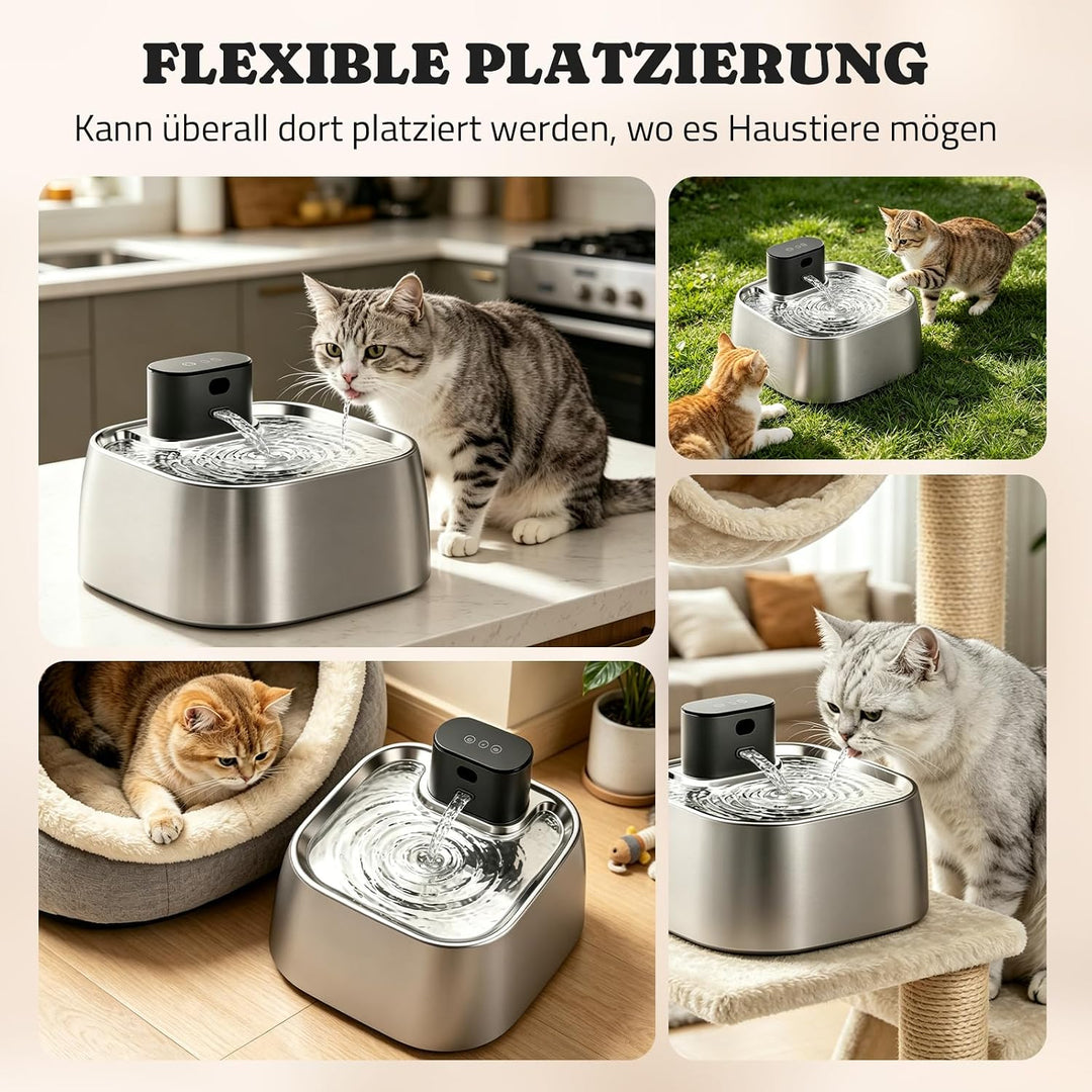 ROTTOGOON Katzenbrunnen Kabellos, 3,2L Trinkbrunnen mit Bewegungssensor | Katzentrinkbrunnen Edelsta