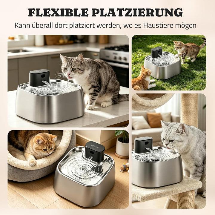 ROTTOGOON Katzenbrunnen Kabellos, 3,2L Trinkbrunnen mit Bewegungssensor | Katzentrinkbrunnen Edelsta