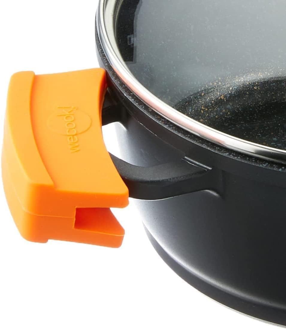 WECOOK! Ecochef Titan Niedrige Kochtopf 24 cm Induktion mit Glasdeckel, Antihaftbeschichtung QUANTAN