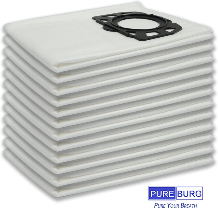 PUREBURG 2 Flachfilter mit 12 Staubsaugerbeutel Filterset kompatibel mit Kärcher WD4 WD5 WD6 WD5P WD