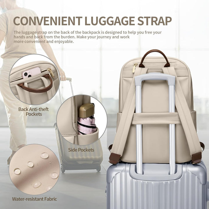 GOLF SUPAGS Laptop-Rucksack Damen, schlanke Computertasche, Arbeit, Reisen, College-Rucksack, Geldbö