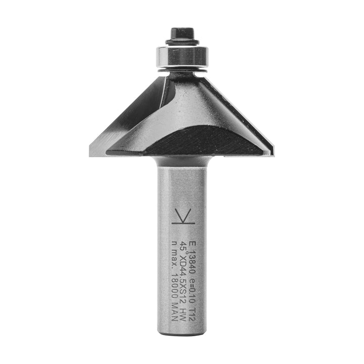 ENT 13840 Fasefräser HW, Schaft (S) 12 mm, Durchmesser (D) 44,5 mm, NL 15,9 mm, E 45°, SL 40 mm, mit