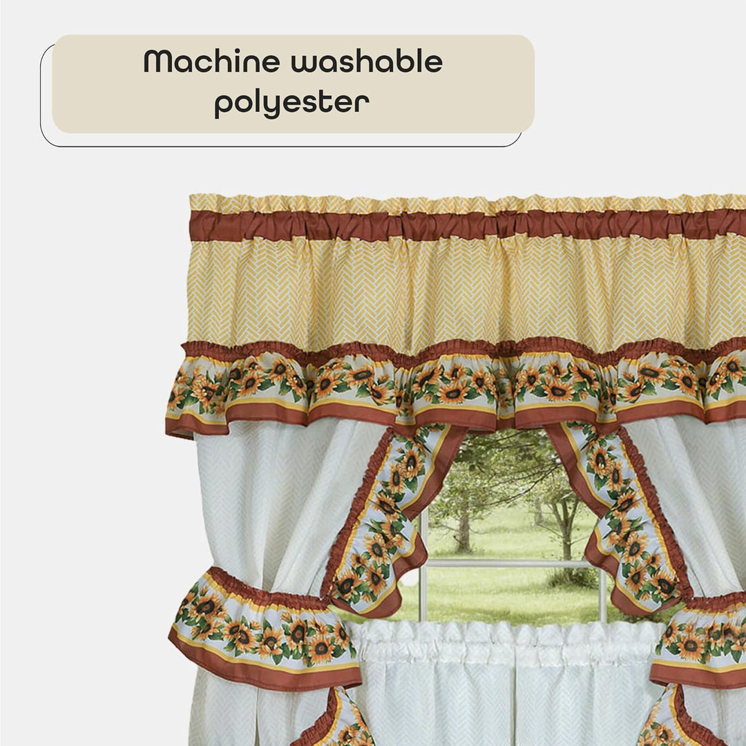 Achim Home Furnishings Black Eyed Susan Fenster Vorhang Cottage Set, 144,8 x 91,4 cm, Spice, 144,8 x