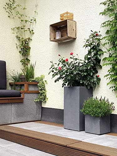 Pflanzwerk® Pflanzkübel Fiberglas Cube Grau 3er-Set 23cm + 28cm + 34cm *Frostbeständig* *UV-Schutz*