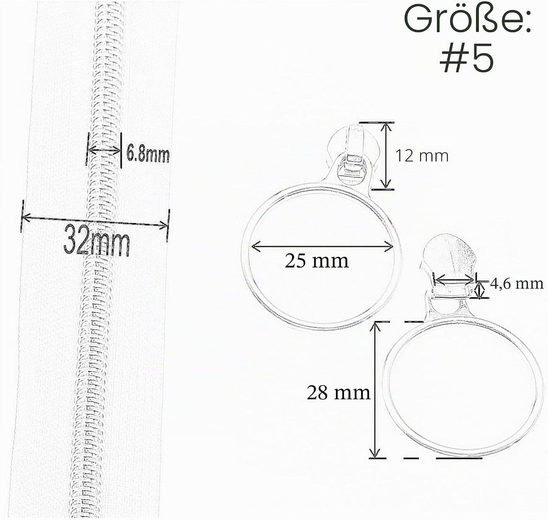 Leekayer 5# silberfarbenes Metall-Zahn-Nylon-Spule-Reissverschluss pro Meter Lose 9 Meter rote Reiss