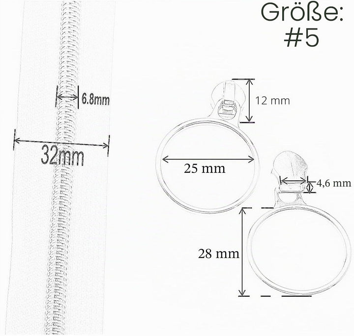 Leekayer 5# silberfarbenes Metall-Zahn-Nylon-Spule-Reissverschluss pro Meter Lose 9 Meter rote Reiss