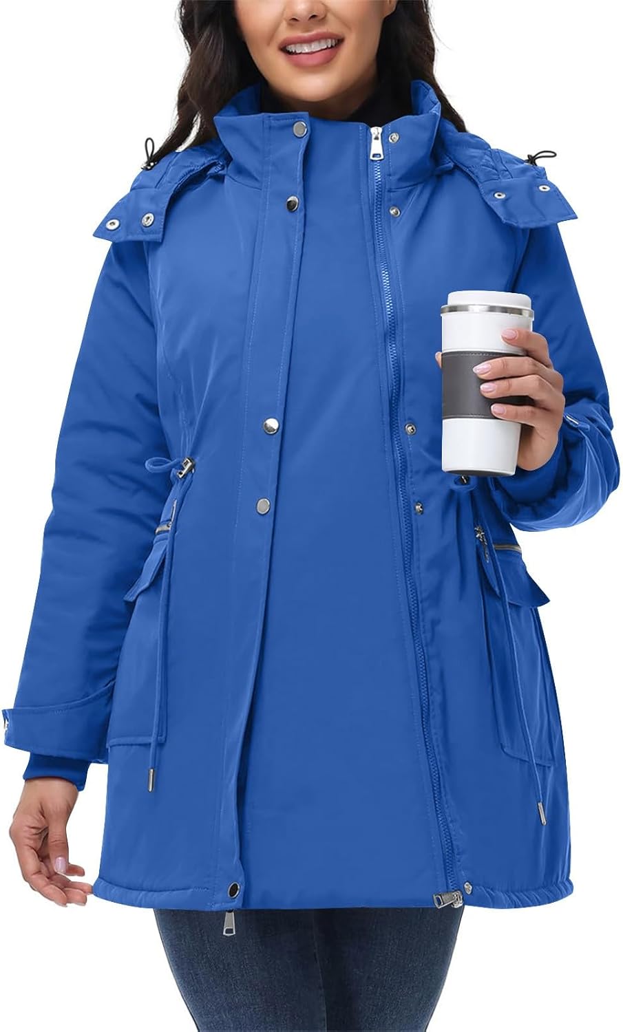 SYDUZAX Wintermantel Damen Warm Winterjacke Gefüttert Winter Parka Umstands Baumwolljacke 3 in 1 Win