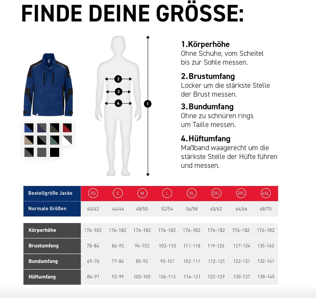 KÜBLER Workwear KÜBLER ACTIVIQ Arbeitsjacke Kornblumenblau/schwarz Kornblumenblau/schwarz 4XL, Kornb