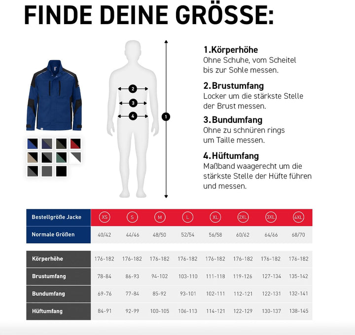 KÜBLER Workwear KÜBLER ACTIVIQ Arbeitsjacke Kornblumenblau/schwarz Kornblumenblau/schwarz 4XL, Kornb