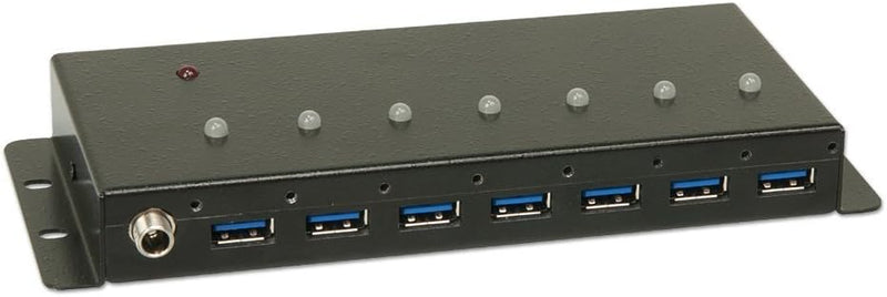 LINDY 43128 Metall 7 Port USB 3.0-Hub Schwarz, USB 3.0 Industrie Hub 7 Port