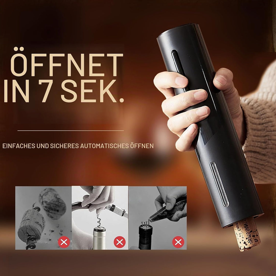 Quntis 4 in 1 Elektrischer Flaschenöffner, 7s Korkenzieher Elektrischer Automatischer Weinflaschenöf
